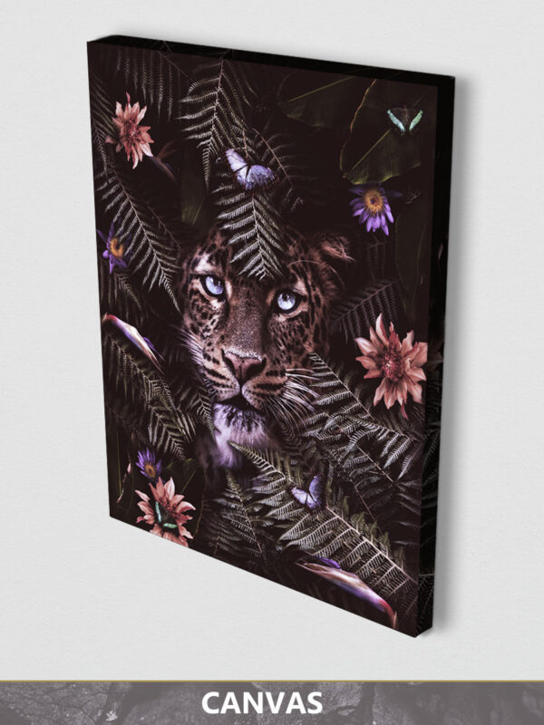 Leopard Jungle Flowers canvas display
