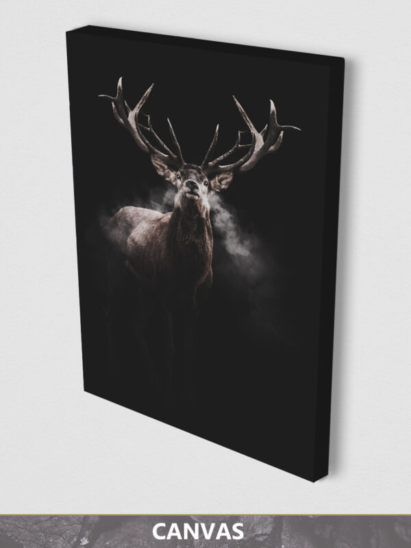 Steaming Deer dark canvas display