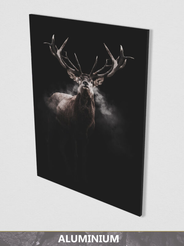 Steaming Deer on dark aluminium display