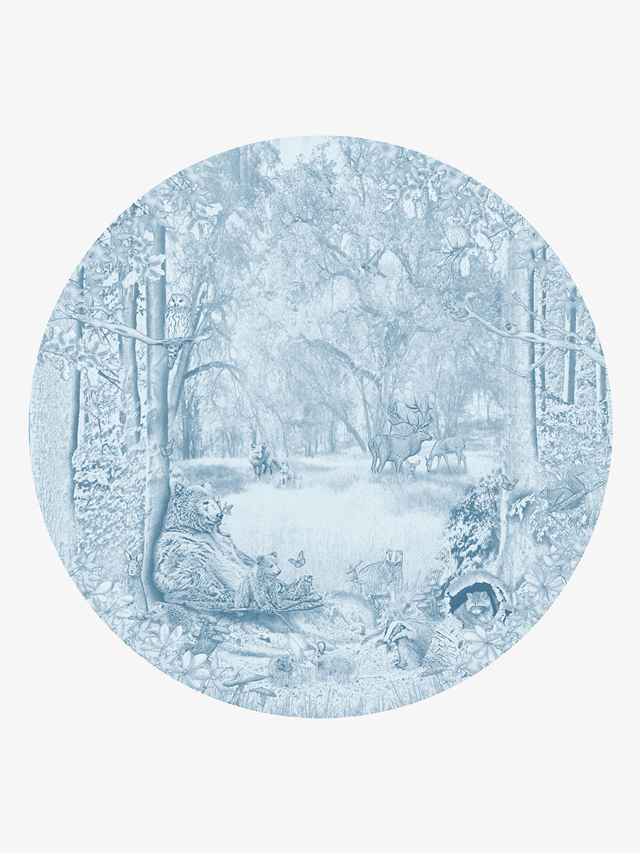 Bosdieren muursticker beren | luchtblauw 1 Kinderkamer en babykamer muursticker getekende bosdieren beren krijt luchtblauw